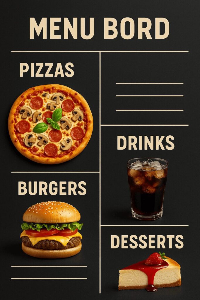 تصميم منيو شاشات احترافي جذابة وفعّالة للمطاعم والكافيهات