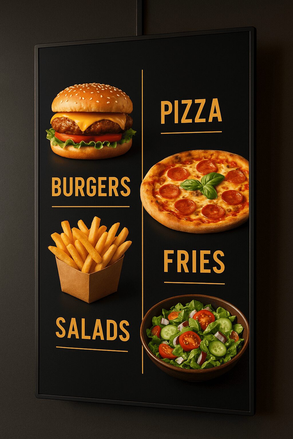 تصميم منيو لمطعم على شاشة - منيو شاشات إلكتروني