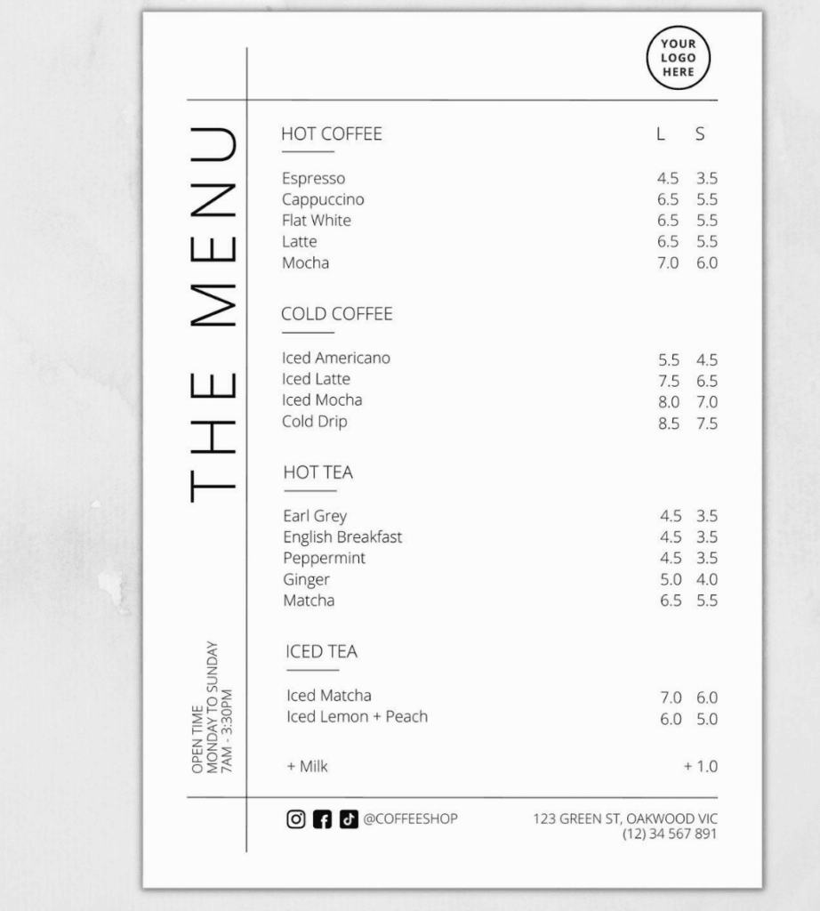 كيف اسوي منيو كوفي بالانجليزي​ ؟ - طلب منيو الالكتروني